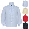 Men's Retro Performance Clothes Puffy Sleeve Top Solid Long Sleeve