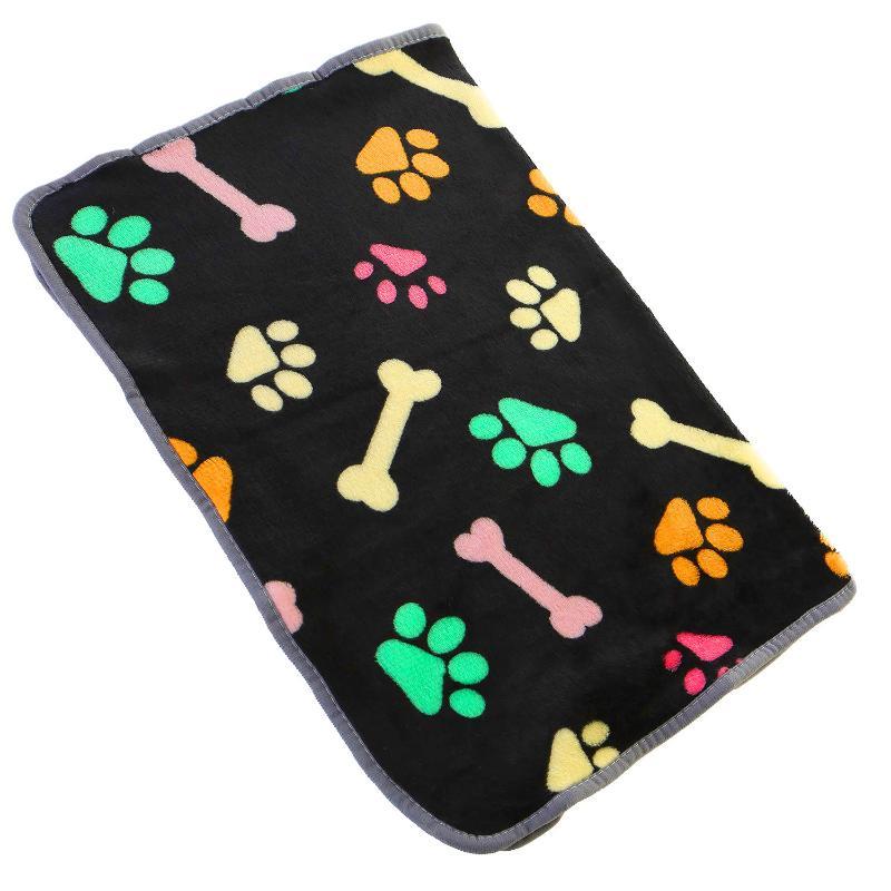 Soft Fluffy Fleece Pet Blanket Paw Print Washable Couch Protector Mat for Small Medium Dogs Cats Home Use