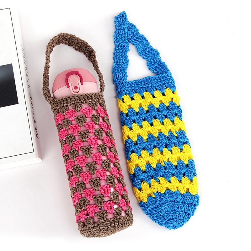 Портативный термос с ручкой, чехол для бутылки с водой, 400-600 мл, чехол для вязания крючком, держатель для бутылок с водой, сумка, чехол