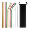 8Pcs Colorful Reusable Metal Straw High Quality 304 Stainless Steel Straws Set with Cleaner Brush Bar Party Drinking Straws