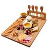 Unique Charcuterie Board & Serving Tray-1 Set WOOD Bamboo Charcuterie Boards-4 Knives-House Warming Gifts New Home Gifts