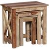 Set of 3  Sheesham Wood Nesting Table for Living Room Wooden Nesting Tables Stools for Decor Sofa Side Peg Home Flower Pot Vase Stand