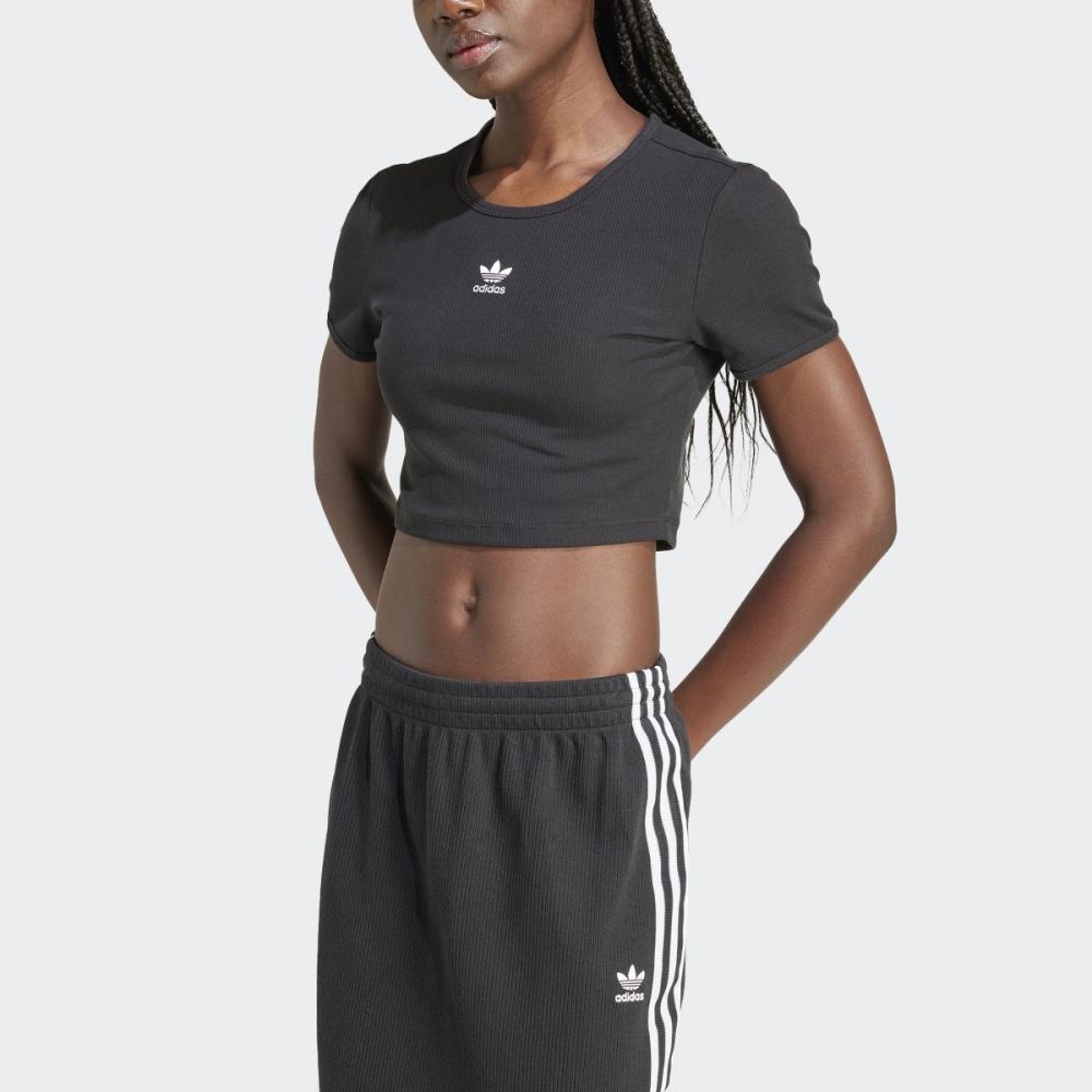 Adidas Essential Lip Tee Crop Top Black Iy9664