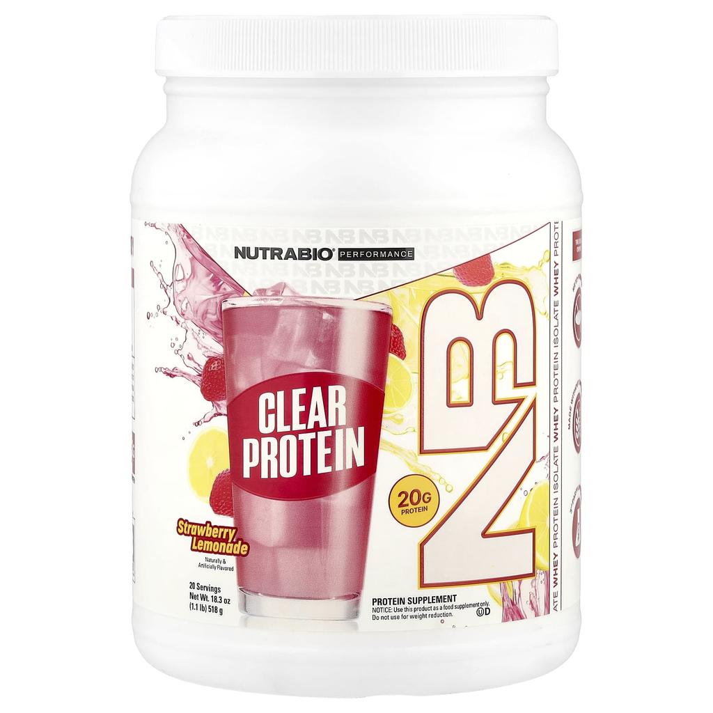 Clear Protein Powder, Whey Protein Isolate, Strawberry Lemonade Flavor, 518G (1.2Lb)