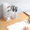 Desktop Frosted  Pen Holder Oblique Insert Simple and Transparent Container Stationery Makeup Brush Lipstick Organizer
