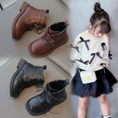 Флисовые средние детские кожаные ботинки теплые ботинки