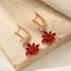 1 пара модных сережек-цветов из красного/зеленого циркония для женщин, повседневные украшения, аксессуары для вечеринок