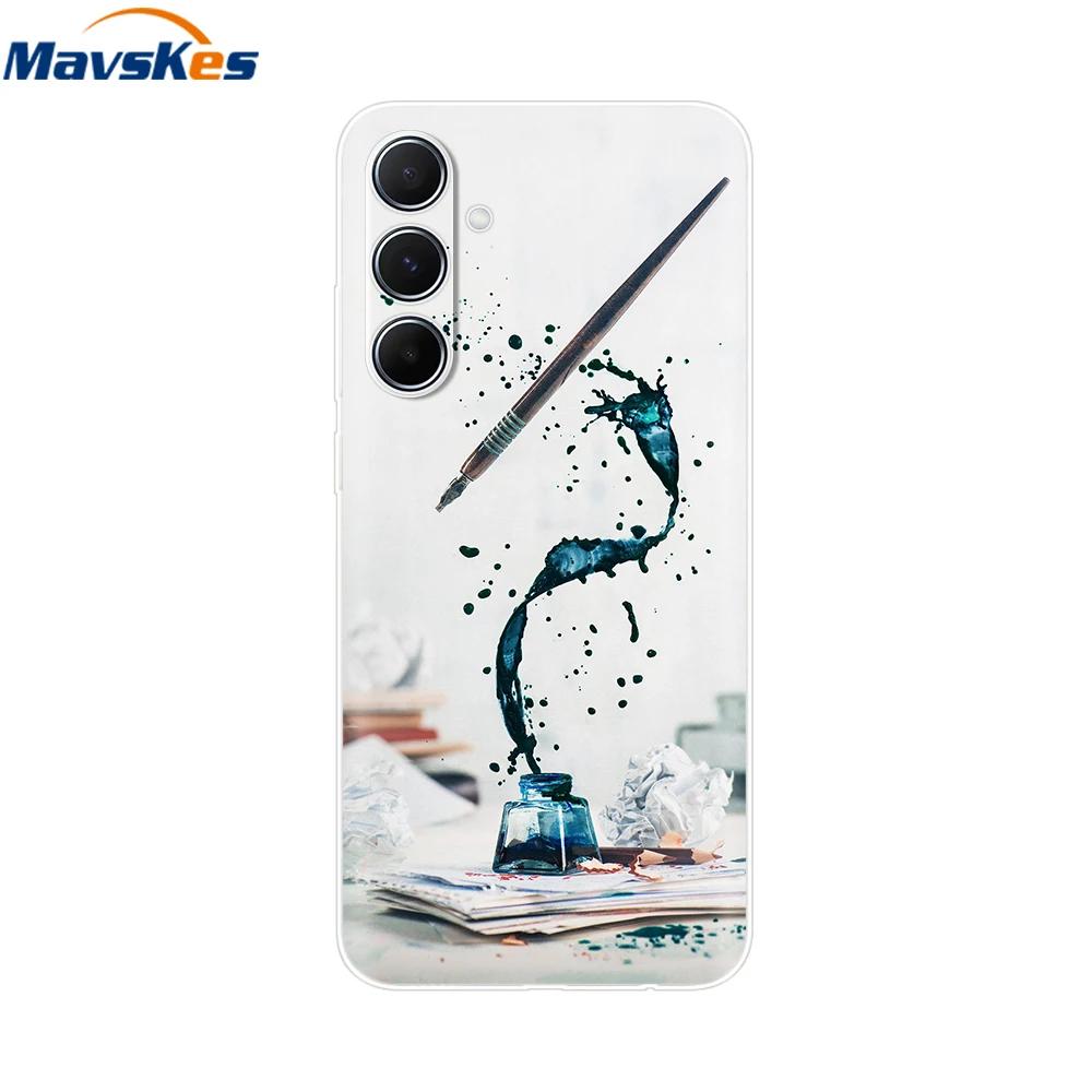 Чехол для Samsung Galaxy M35 M55 Милый Цветок Мягкий Силиконовый Задний Чехол для Coque Samsung M 55 M 35 5G Чехол для Телефона Fundas Чехлы
