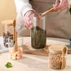Food Storage Jars Airtight Glass Jar with Wooden Lid and Spoon Kitchen Canisters Coffee Sugar Beans Tea Storage Bottle Kitchen Organizer LE875