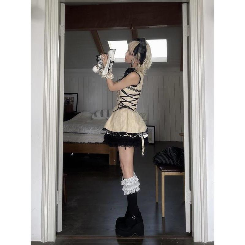 Y2k Лолита кружевные рубашки женские японский стиль винтаж готический эстетика готический бандаж блузка Harajuku Fairycore Chic