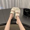 Leather Version Cloud Bubble Double Belt Bread Casual Thick Bottom Heightening Slippers Women's Summer Wear Cool Slippers