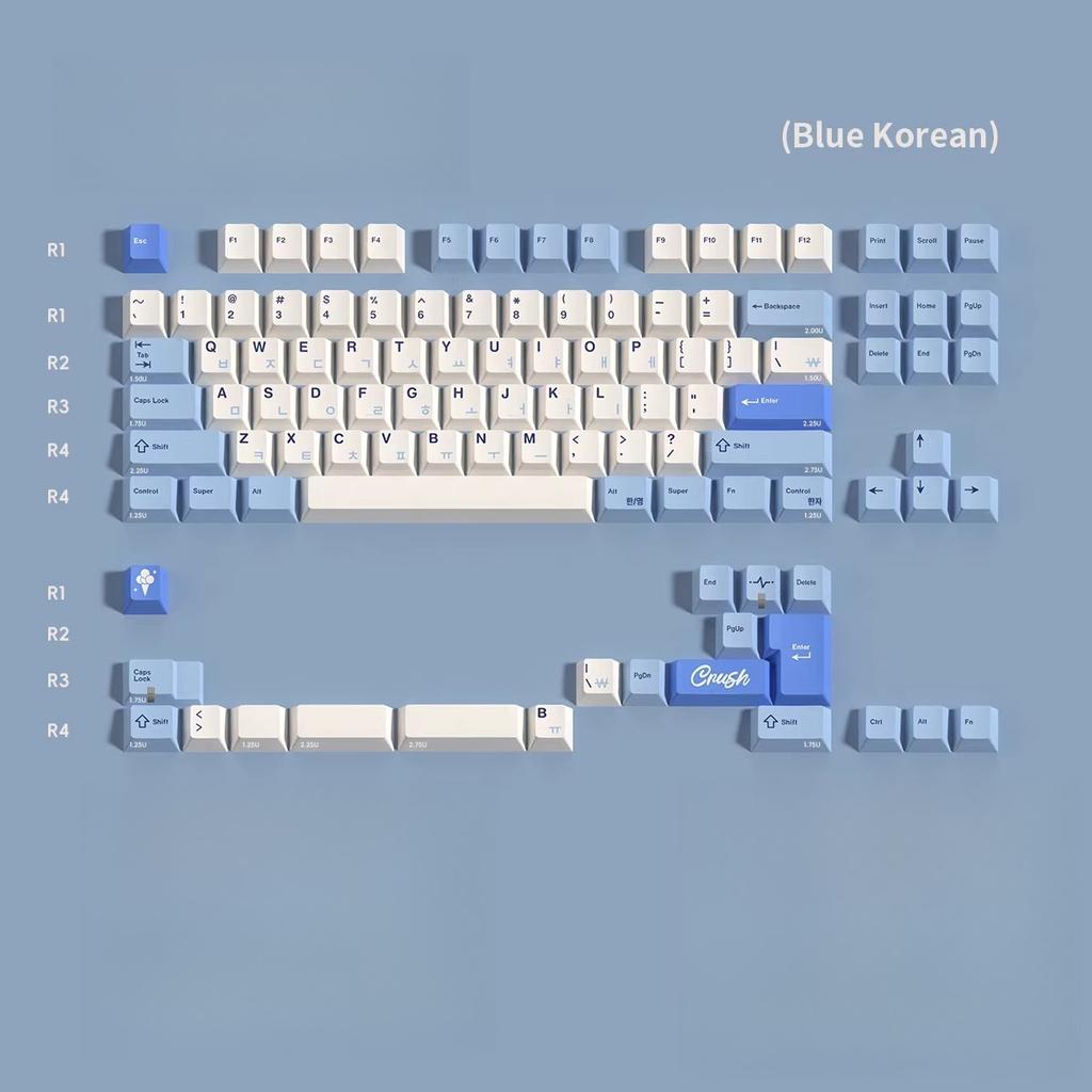 MAIMOOO Колпачки для клавиш в цвете Морская Соль Синий Alice ISO Раскладка - Простые Сине-Белые Aula Ajazz Клавиатура Корейские Колпачки для Клавиш