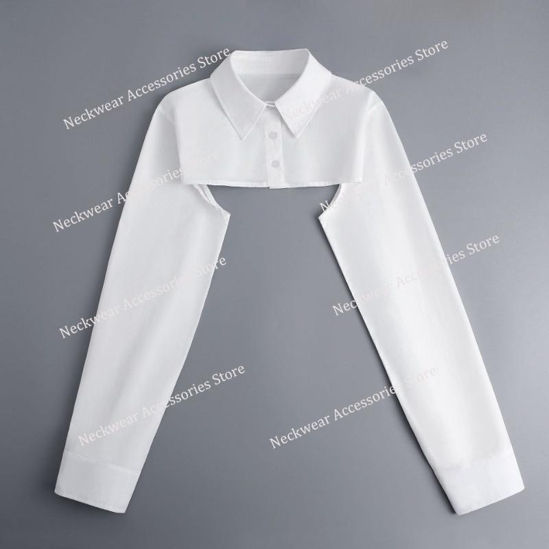 Cotton Long Sleeved Fake Collar Small Cape for Womens Shirt Detachable Collar Blouse Style False Collar for Summer