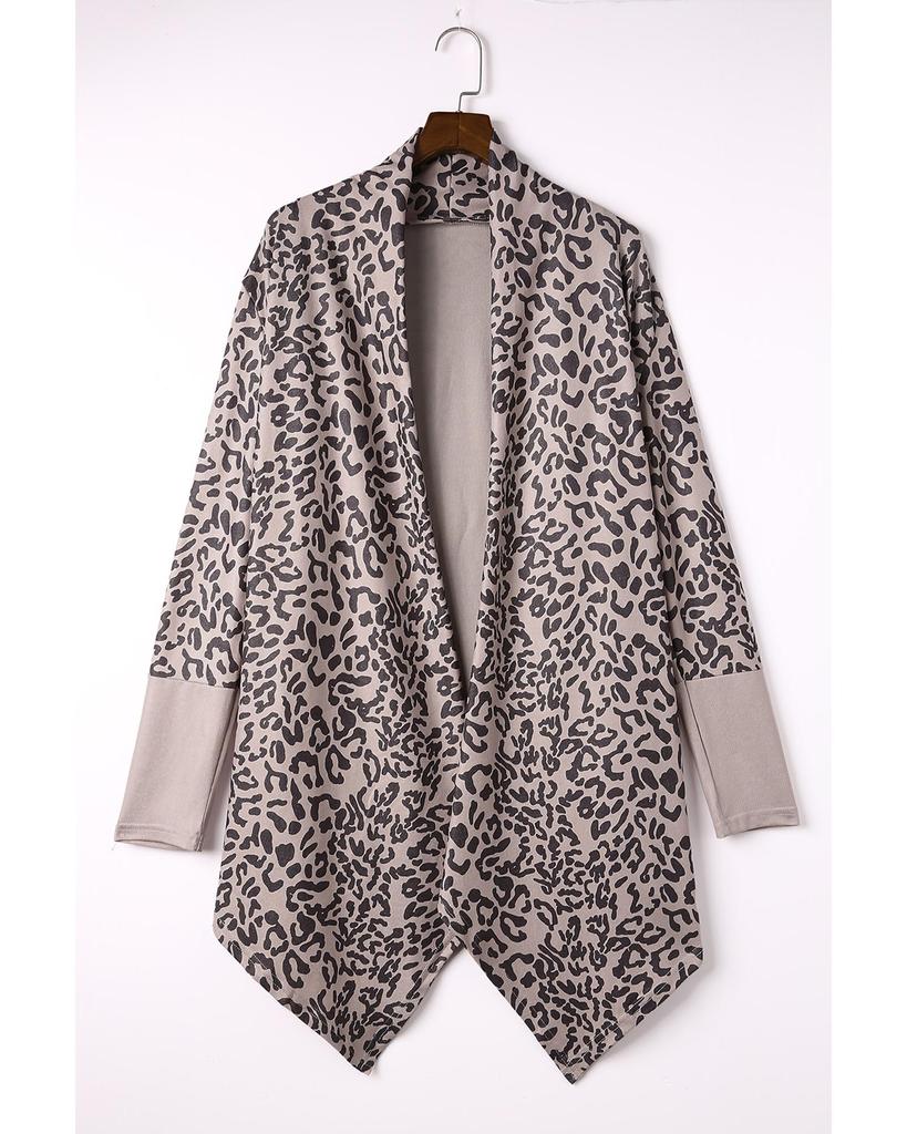Azura Exchange Кардиган с открытым передом и леопардовым принтом