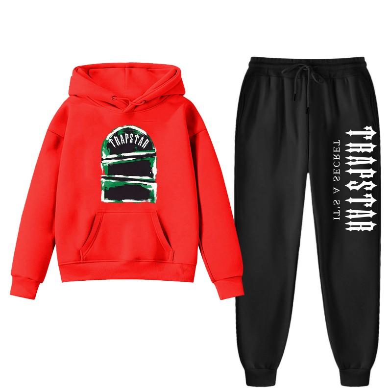 Trapstar Print Hoodie Pants Set Men Women Casual Streetwear Winter