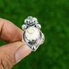 Natural Shiva Eye Shell 925 Silver Promise Flower Adjustable Ring For Girls