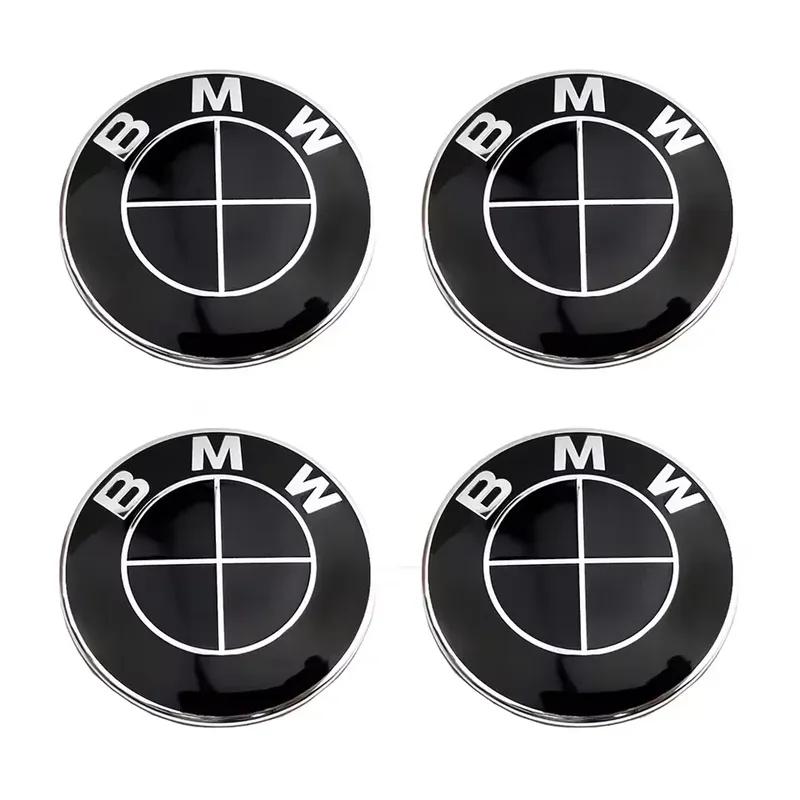 7Pc Front Hood Logo 82mm Rear Badge 74mm Hub Cap 56/68mm Steering Wheel Sticker 45mm For BMW E34 E36 E46 E61 F90 E91 F10 E92 F07