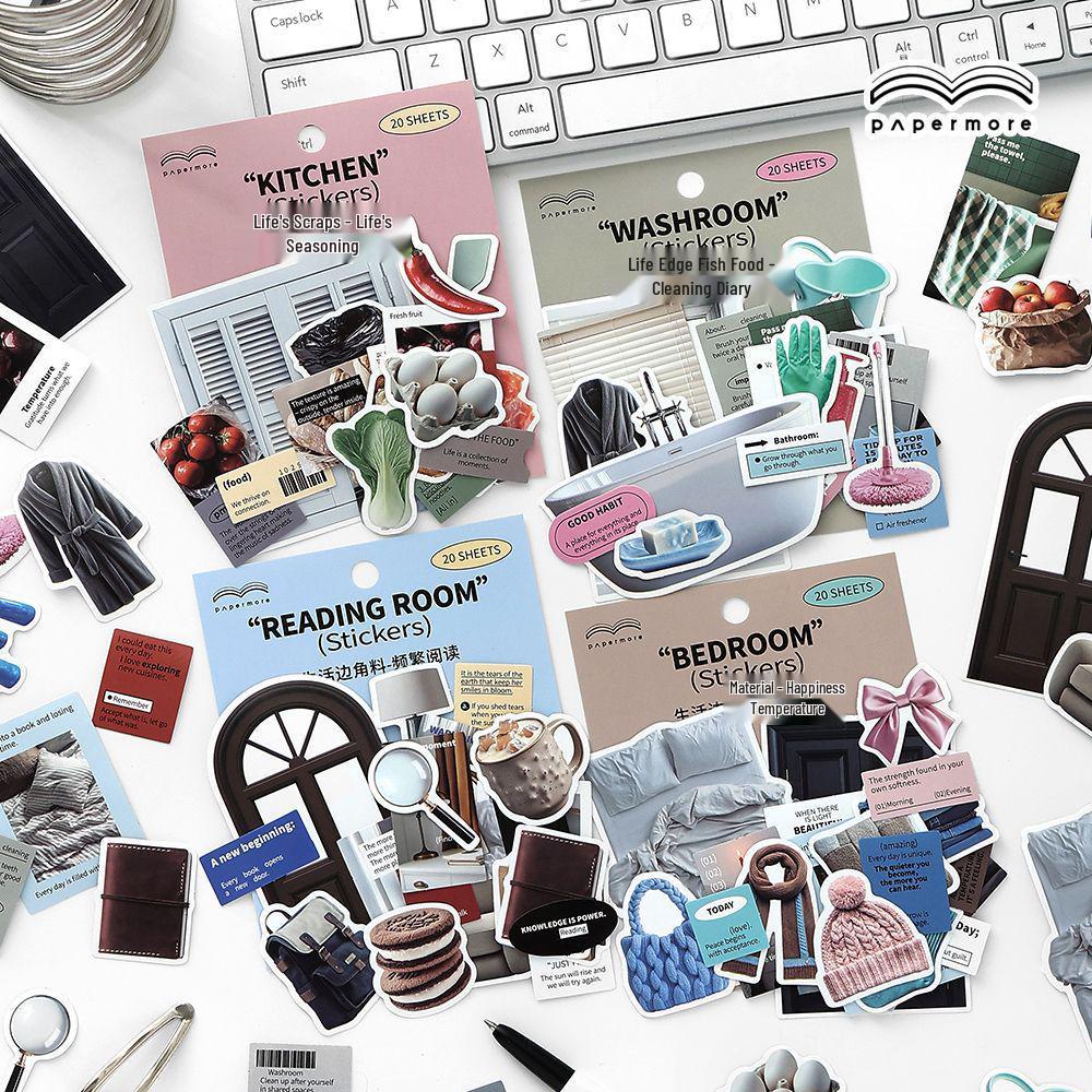 PaperMore Life Scraps Synthetic Paper Sticker Pack - Retro Journal Decor Material 4