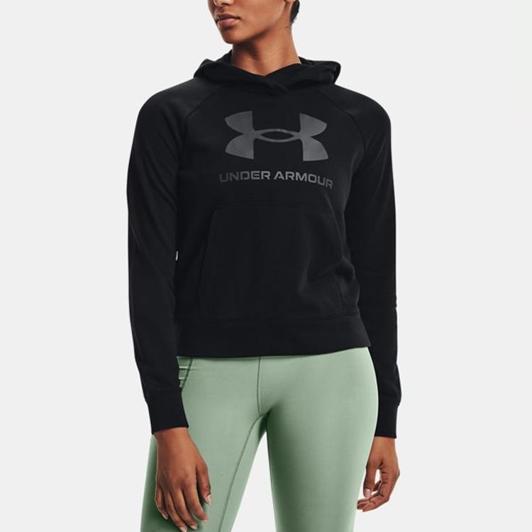 Under Armour Толстовка с капюшоном и принтом, женская толстовка с длинными рукавами, черная 1369460-001