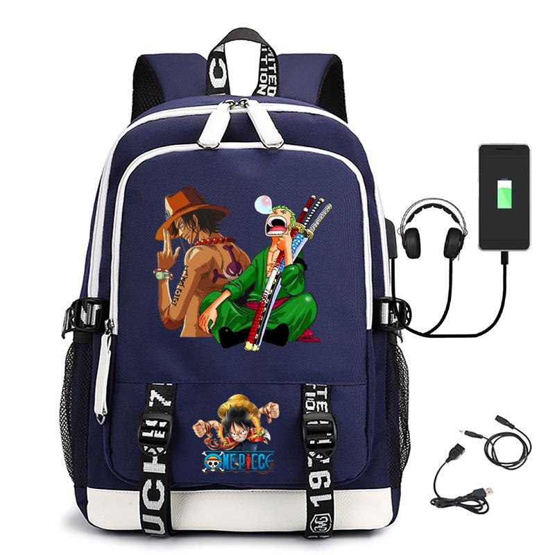 Хит продаж Рюкзак ONE PIECE Луффи с USB-зарядкой, большая вместимость