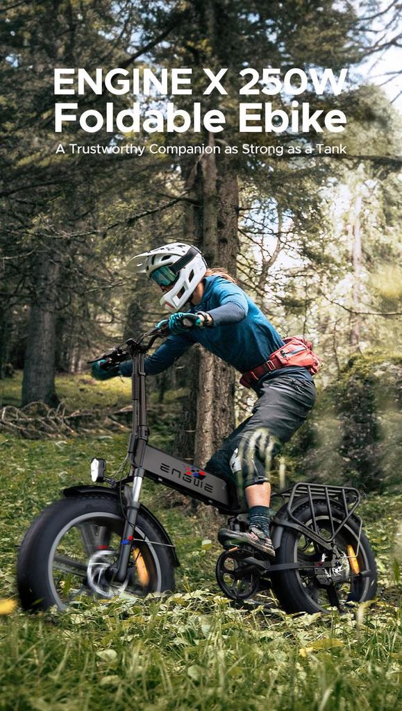 ENGWE ENGINE X 250W Electric Bike - 42km/h, 120km Range, 20" Fat Tire E-Bike with 7-Speed Gears
