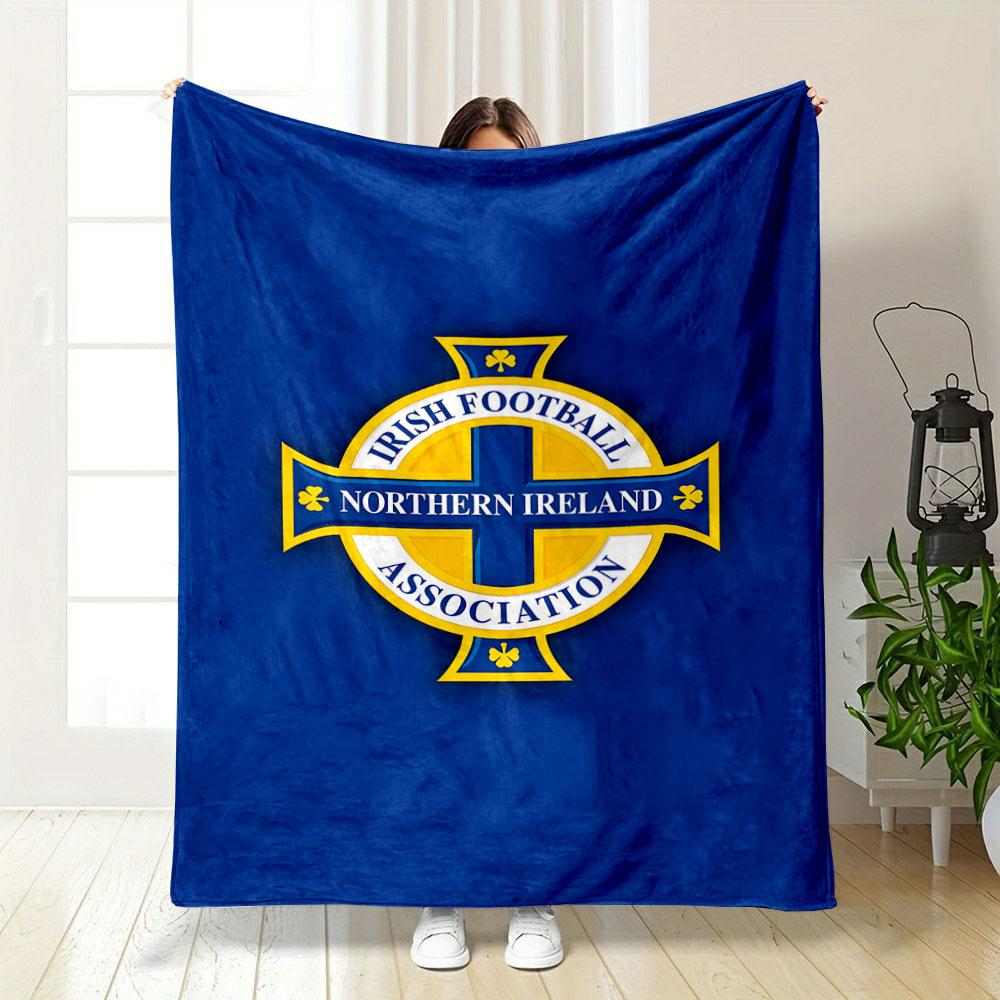 Northern Ireland Football Logo Design Patterned blanket, flannel, suitable for all seasons, home decor, warm and cozy