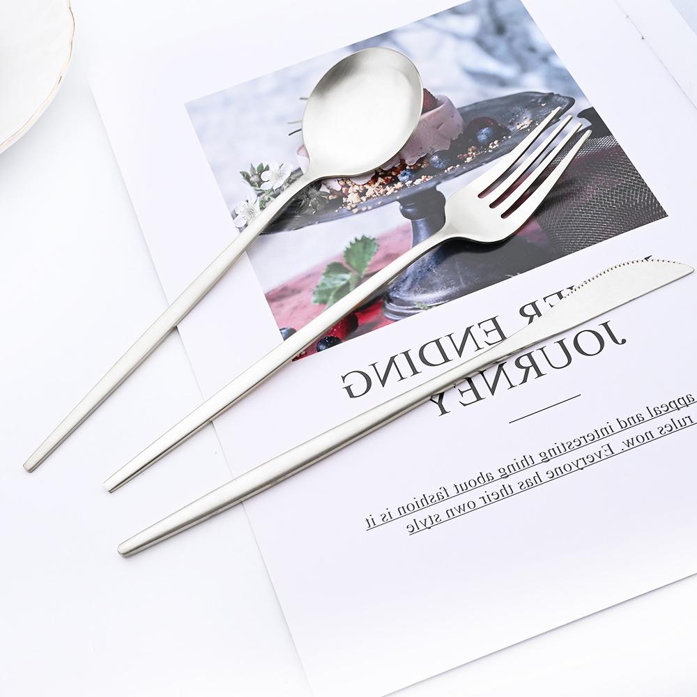 16 шт. матовый набор столовой посуды, серебряная посуда из нержавеющей стали, домашняя ложка, вилка, нож, столовое серебро, западные столовые приборы