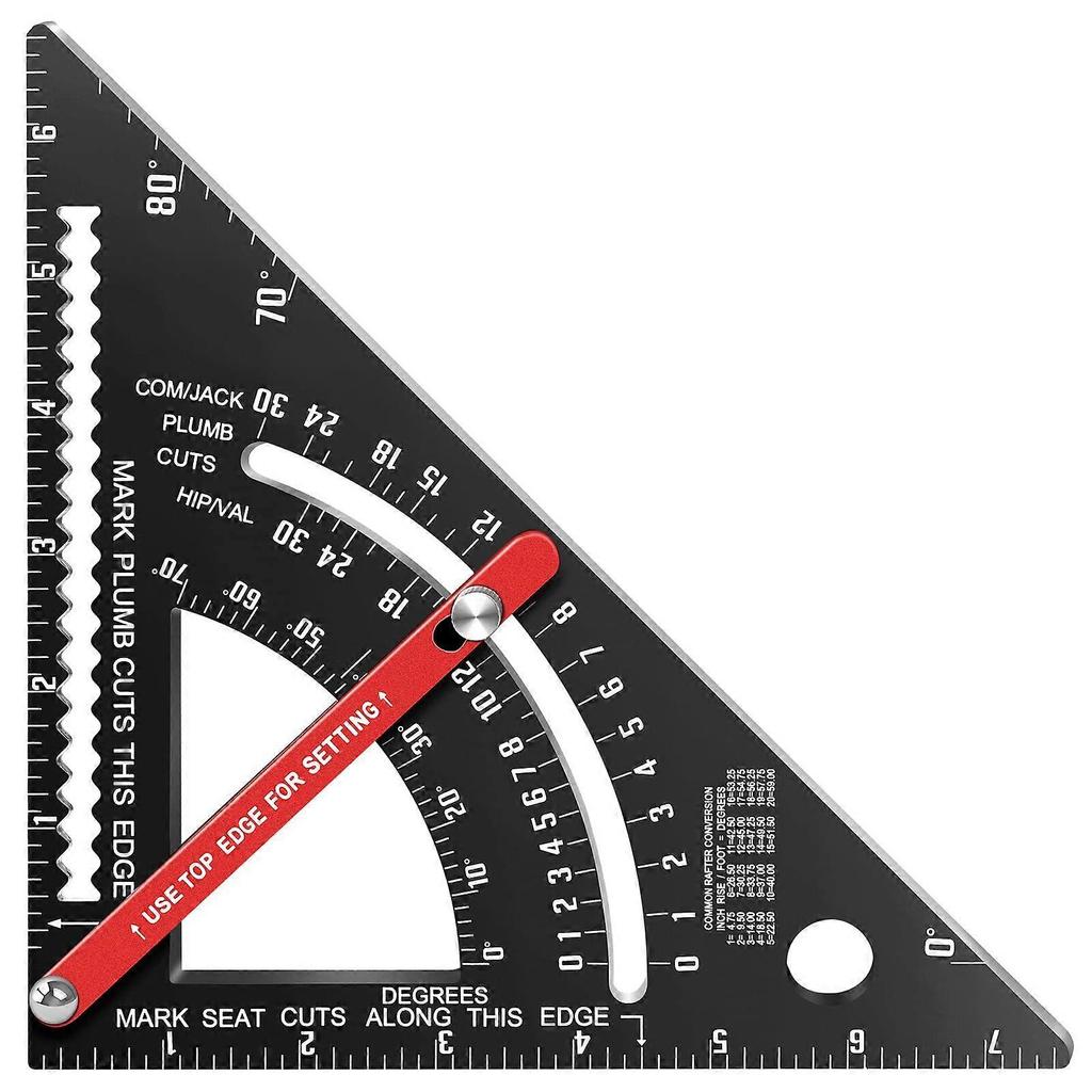 Speed Carpenters Square Tool Adjustable Square Carpentry Aluminium Layout Rafter Square Triangle Ruler, 7 inch