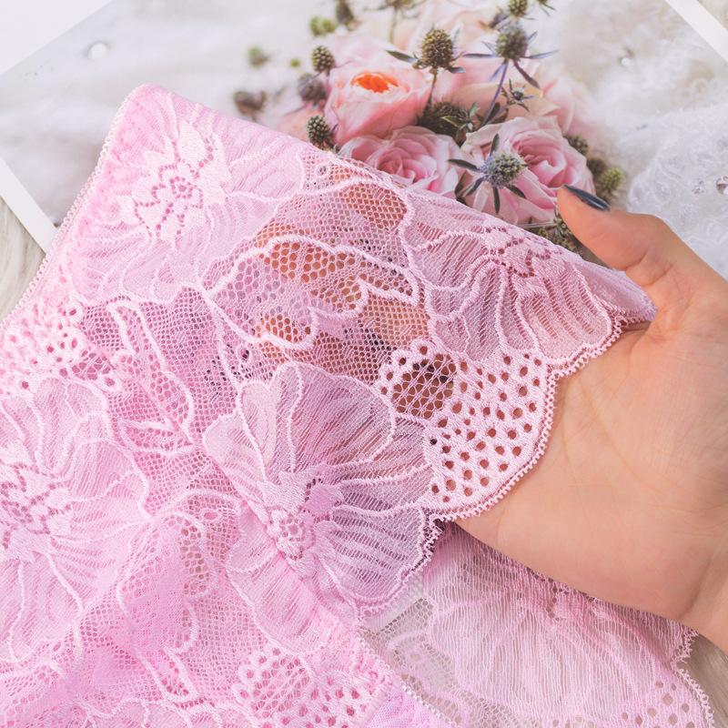 Lace Hollow Out Plus Fat Women's Mid Waist Triangle Pants Sexy Mesh Thin Breathable Cotton Underwear for Women