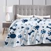 Dog Paw Print and Bone  Flannel Blankets Winter  Warm Soft Throw Blanket  Living Room Pattern Bedspread Sofa Bed Cover