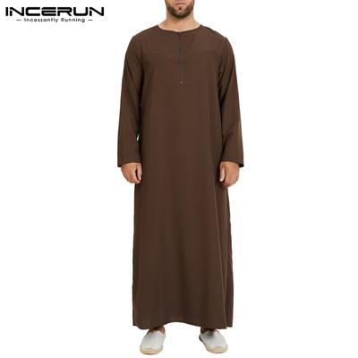 Мусульманский мужской халат арабский саудовский кафтан Ближневосточная одежда однотонное исламское платье на весну и осень