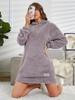 Women's Oversized Long-Sleeve Knit Fleece Hooded Dress