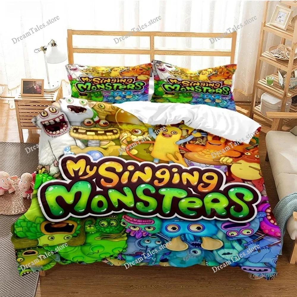 Игровой Мультяшный Комплект Постельного Белья My Singing Monsters, Мягкое Одеяло и Наволочки, Односпальный_Двуспальный_Евро_Кинг741