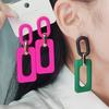 Rectangle Hollow Splicing Acrylic Earrings Stud Earrings Retro Personality Niche Earrings Ear Jewelry Women