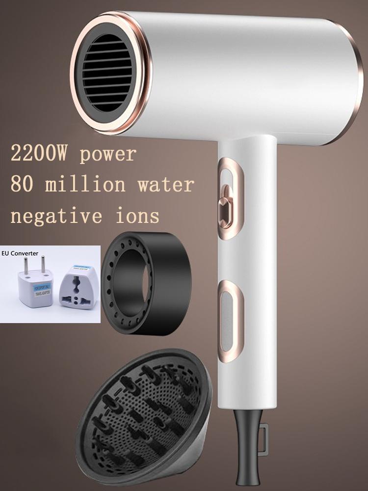Portable Hair Dryers Negative Ion 1800W 2200W Three-gear Heating and Cooling Adjustment High Power Blue Light Anti-static Blow Dryer Home Appliance