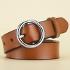 Belt Women'S Leather Belt, Women'S Round Buckle Cowhide Belt, Belt Women'S