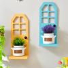 1Pc Plant Stand Warm Wood Rural Style Wall Hanging Retro Storage Rack Wall Decoration Tricolor