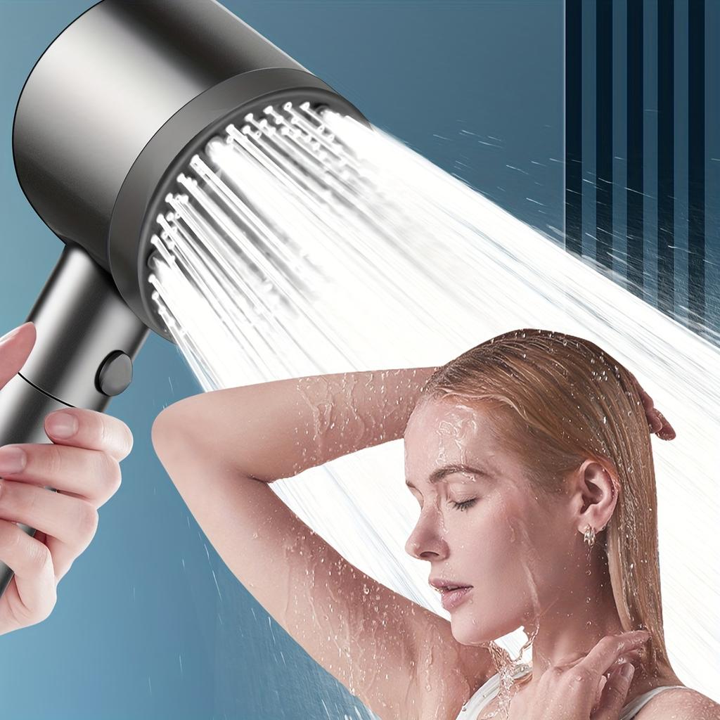High Pressure Handheld Showerhead Set with 5 Mode Settings, Wall Mount Plastic  Includes Filter Element1.5m Explosion-Proof Hoseand No-Drill Bracket