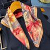 NEW 100% Silk Scarf For Women Korean Red Big Flowers Festival Gift Hair Tie Neck Scarf Ribbon Spring Summer Party Scarves