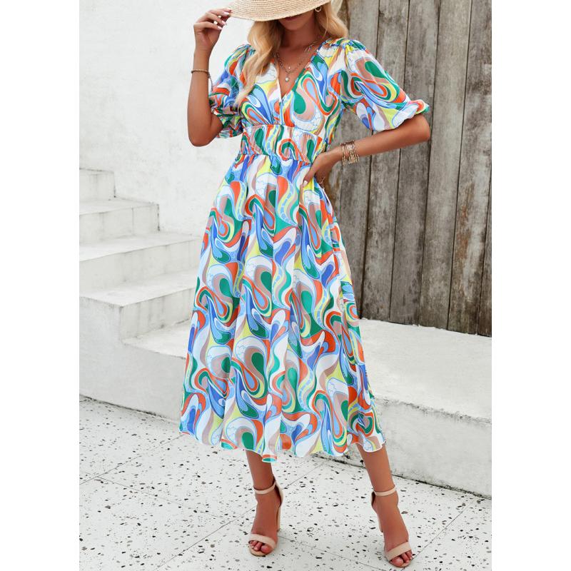 Женское винтажное длинное летнее платье с цветочным принтом, женское повседневное богемное пляжное платье, женский сарафан, женский