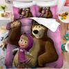Мультяшный комплект постельного белья «Марта и Медведи» 3D-печать Пододеяльник Наволочка Размер Queen King Покрывало Для Детей и Взрослых