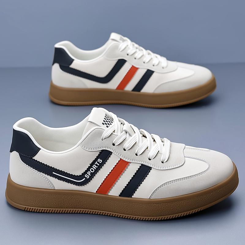 Fashion Men's Leather Walking Flats Male Daily Skate Shoes Comfortable Business Dress Sneakers Breathable Lace-up Outdoor Shoes