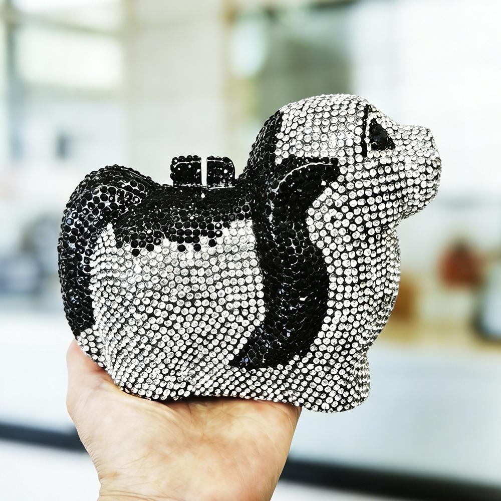 Puppy Diamond Evening Bag Dog Crystal Handbag Rhinestone Bags Wedding Bridal Purse Luxury Crystal Clutches Women Party Purses