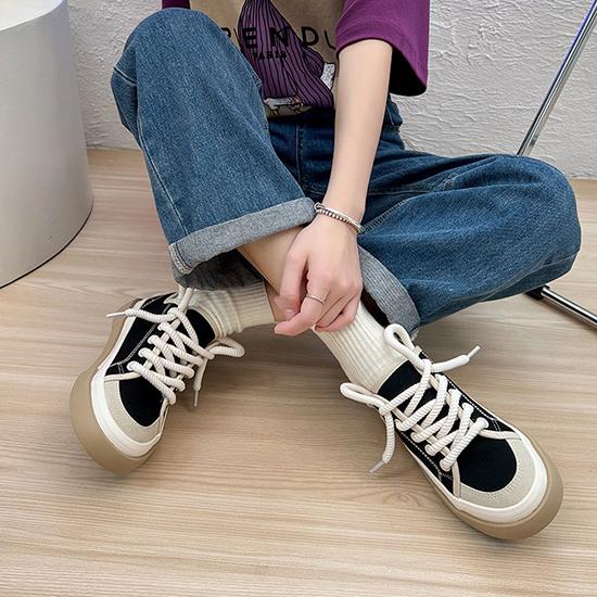 Летняя дышащая парусиновая обувь, женская универсальная студенческая обувь для скейтбординга, повседневная обувь на толстой подошве, модная обувь