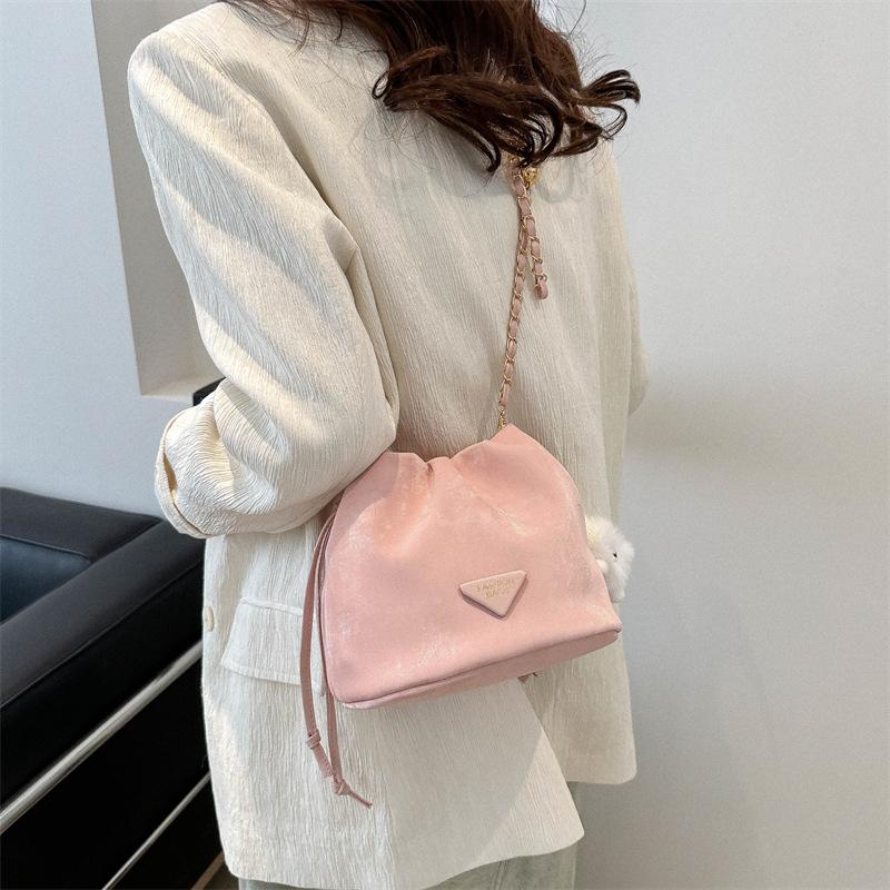 Весенняя повседневная сумка через плечо с цепочкой, популярная ретро-сумка, новый стиль, модная повседневная сумка-ведро, женская сумка