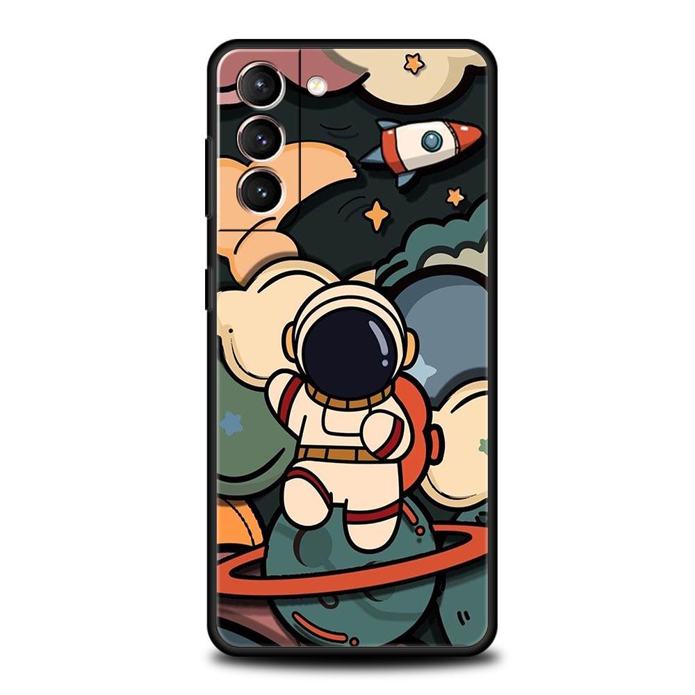 Милый чехол для телефона с мультяшным астронавтом для Samsung Galaxy S23 Ultra S22 S21 S20 FE 5G S10 S10E S9 S8 Plus Note 20 Мягкий силиконовый чехол