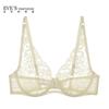 Autumn soft chiffon embroidered lingerie for women, thin design with large chest and small full cup bra