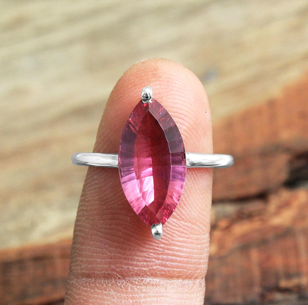 Серебряное кольцо, кольцо с розовым топазом, украшения ручной работы, эффектное кольцо, серебро 925 пробы