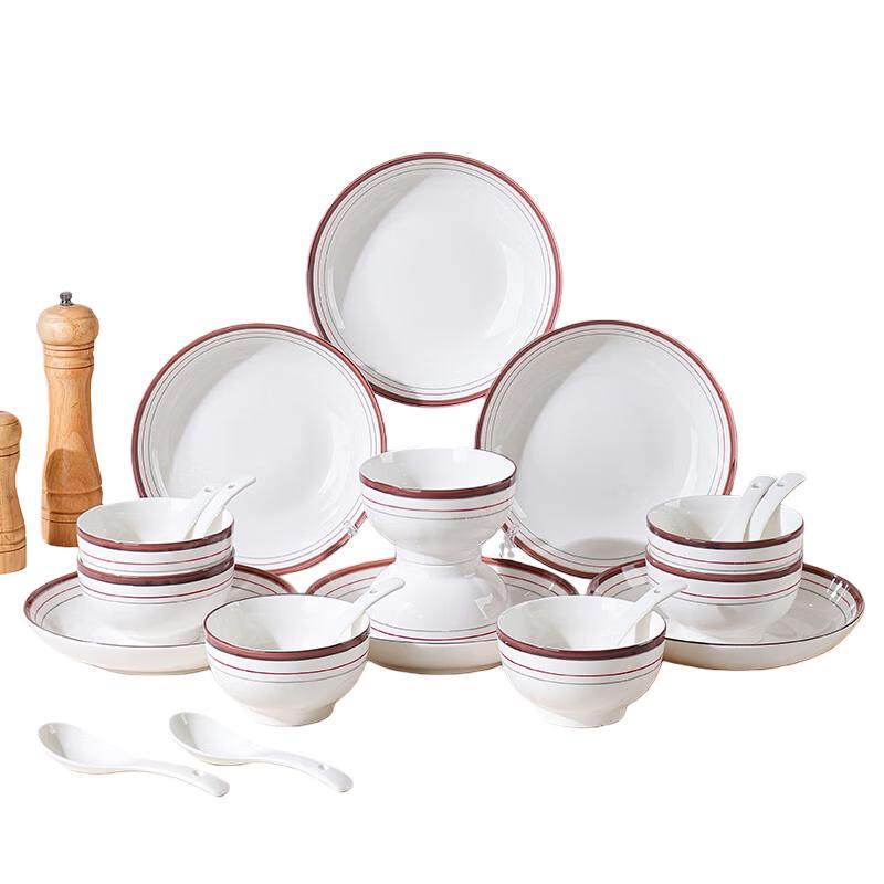 Tang Hui 22-Piece Chinese Ceramic Dinnerware Set