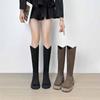 High Boots U-Mouth Thick Heel Thick-Soled Velvet Fabric But Knee Fat Mm Widened Long Tube Wood-Grain Bottom Knight Boots